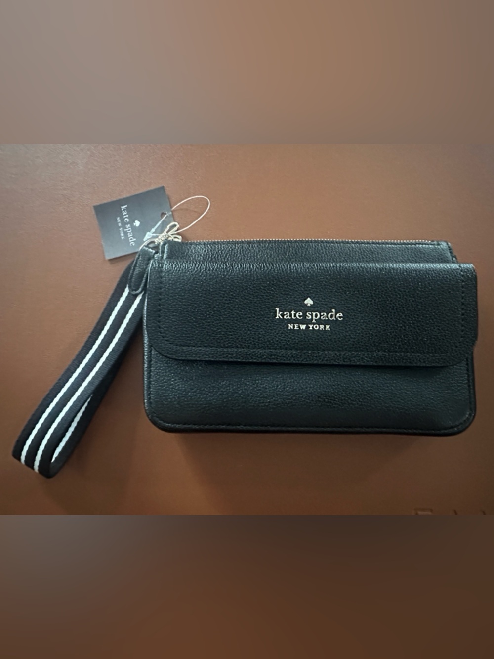 Kate Spade❤️ Rosie Black Medium Flap Wristlet  #KA650
